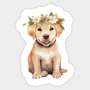 Watercolor Labrador Retriever Dog with Head Wreath Sticker